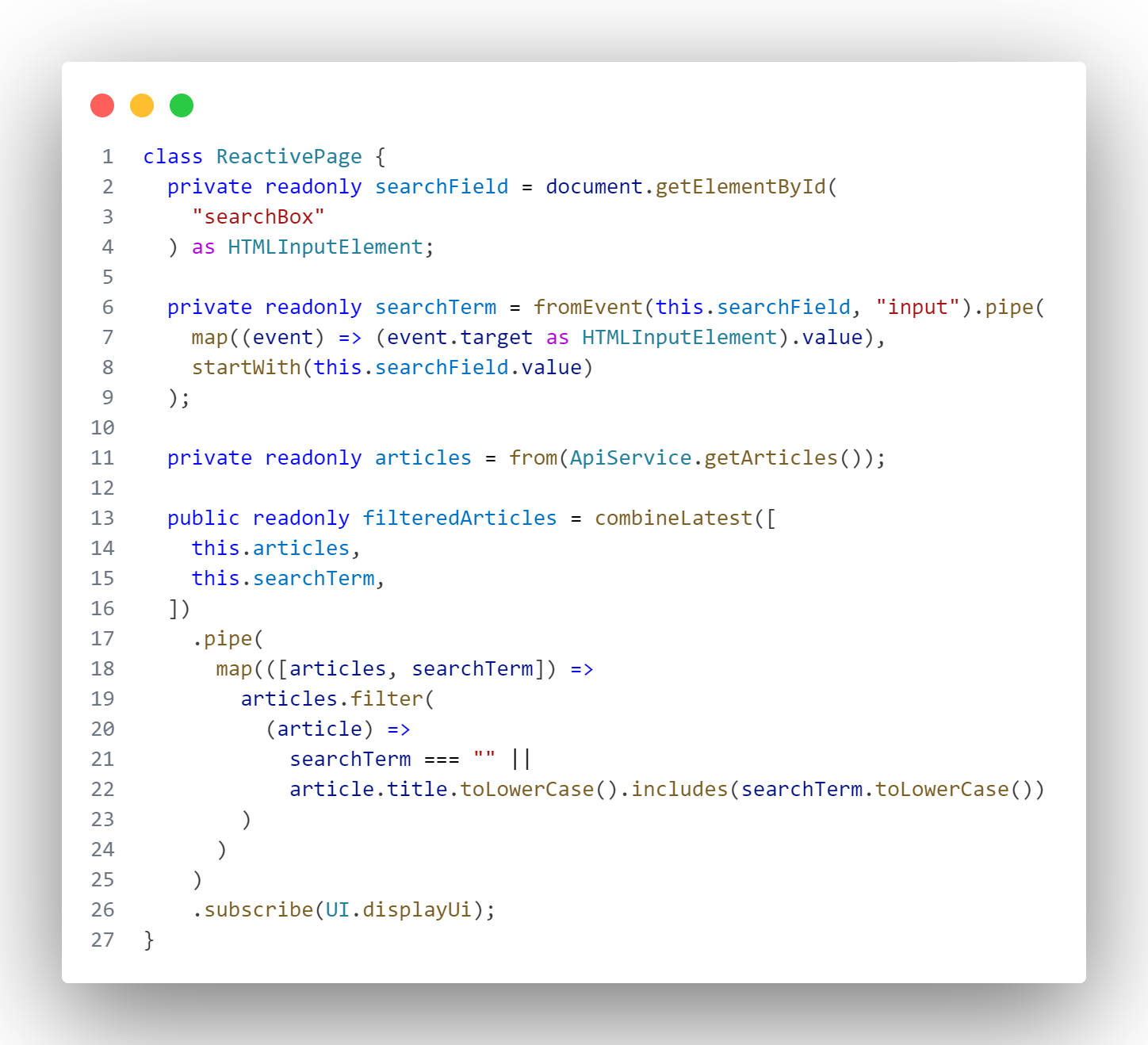 Reaktive Programmierung - Codebeispiel 3